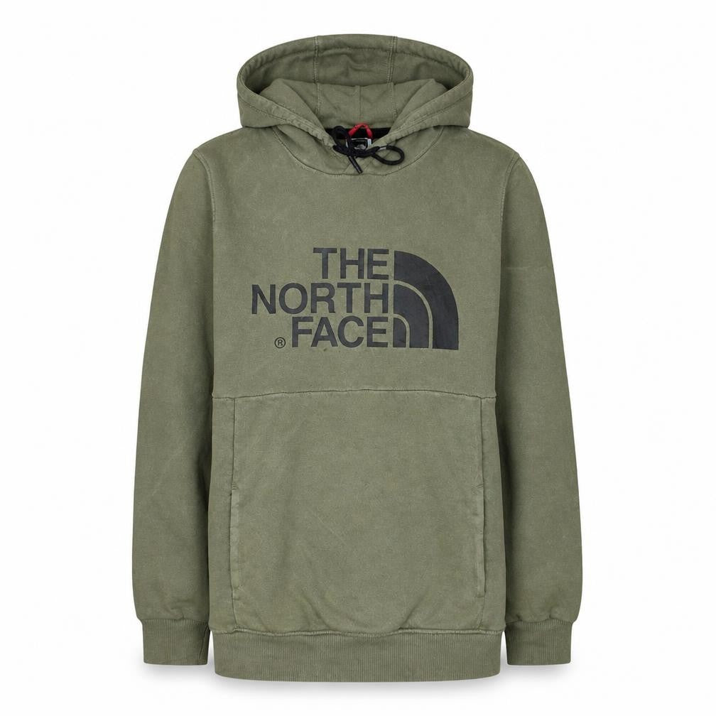 Front view of The North Face women’s green pullover hoodie small cotton casual