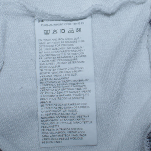 Puma Womens White Blue Size 10 Crew Neck Pullover Sweatshirt