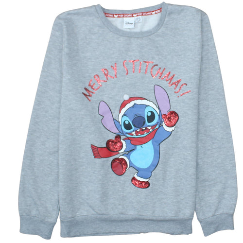 Disney Women Grey Christmas Stitch Sweatshirt Size S