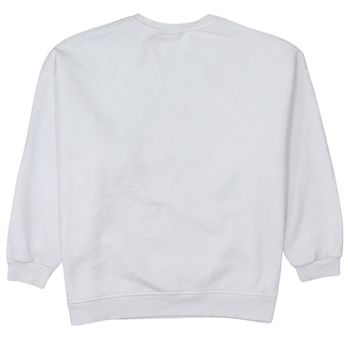 Disney Women White L Mickey Mouse Crew Neck Pullover Sweatshirt