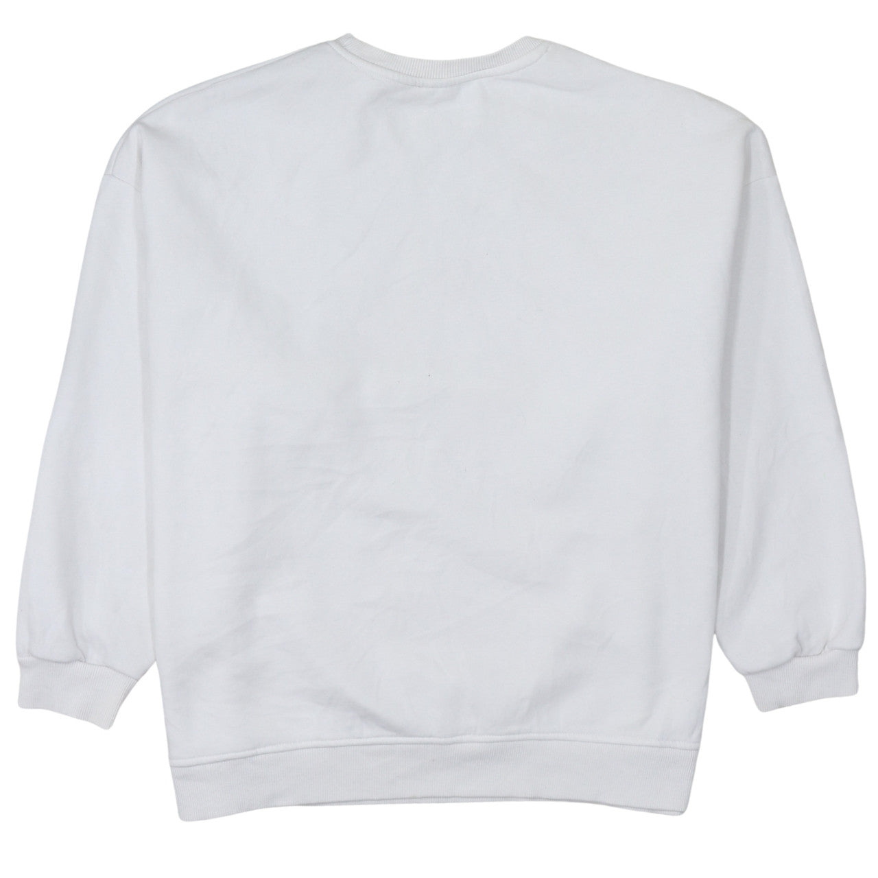 Disney Women White L Mickey Mouse Crew Neck Pullover Sweatshirt