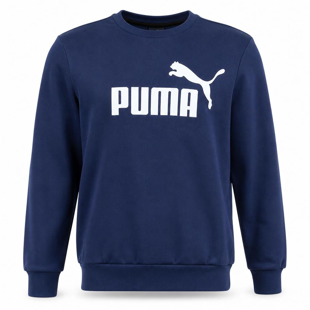 Front view of Puma Men's Blue Crew Neck Pullover Sweatshirt XS