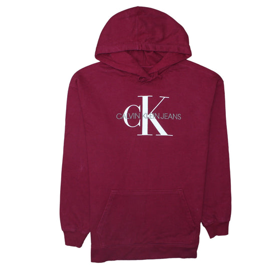 Calvin Klein Jeans Men's Red XS Pullover Hoodie with Logo