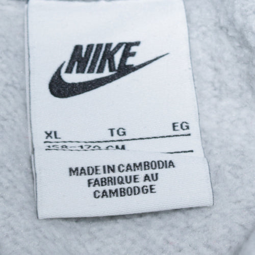 Nike Boys Grey Pullover Hoodie XL Fleece Regular Fit Logo Sweatshirt