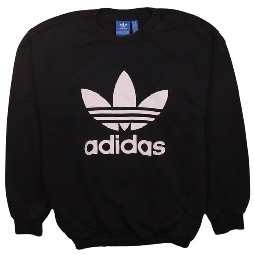 Adidas Womens Black Crew Neck Pullover Sweatshirt UK 6
