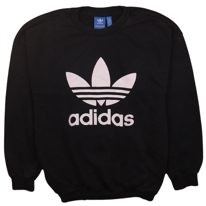 Adidas Womens Black Crew Neck Pullover Sweatshirt UK 6