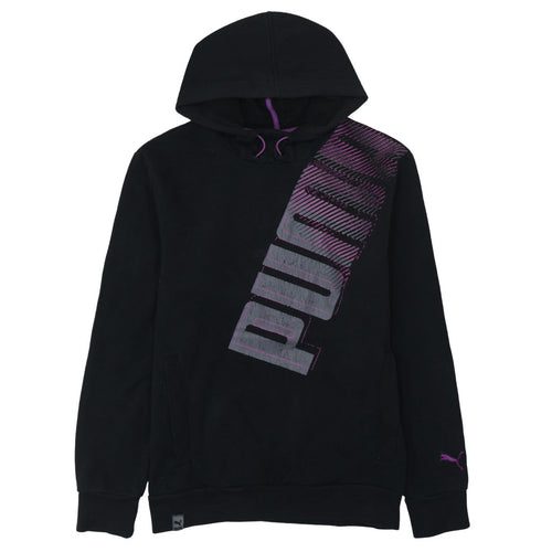 Puma Men's Black Pullover Hoodie Small Graphic Sports Fleece