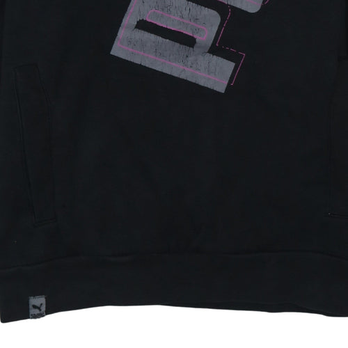 Puma Men's Black Pullover Hoodie Small Graphic Sports Fleece