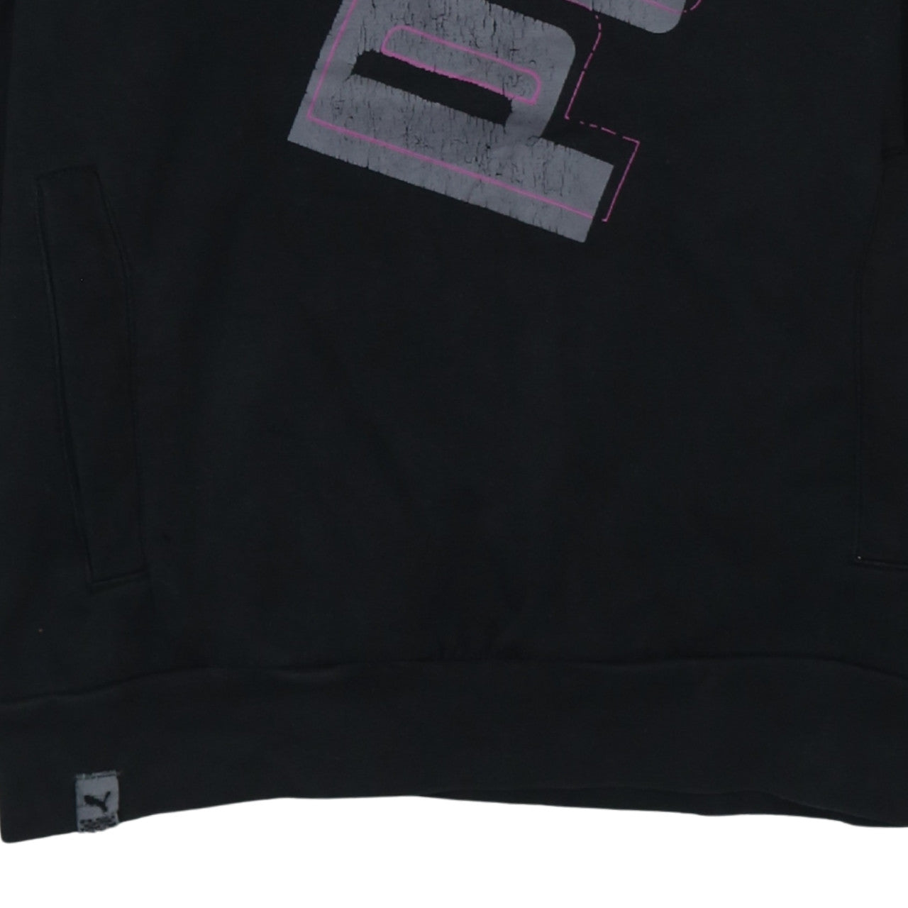 Puma Men's Black Pullover Hoodie Small Graphic Sports Fleece