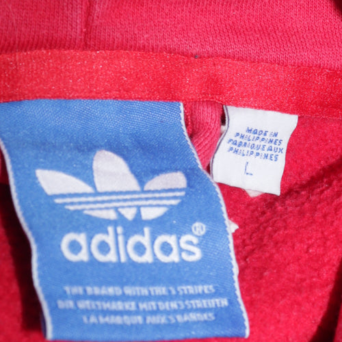 Adidas Men's Red Pullover Hoodie L Regular Fit Graphic Logo