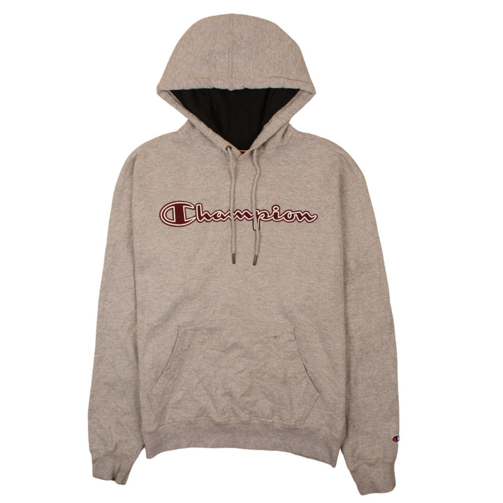 Champion Mens Grey Pullover Hoodie M Embroidered Logo
