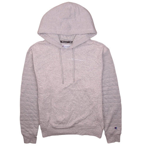 Champion Men's Grey Pullover Hoodie Size S Quilted Sleeve Athletic Style