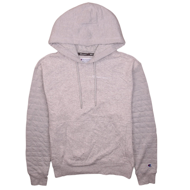Champion Men's Grey Pullover Hoodie Size S Quilted Sleeve Athletic Style