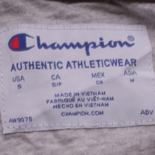Champion Men's Grey Pullover Hoodie Size S Quilted Sleeve Athletic Style