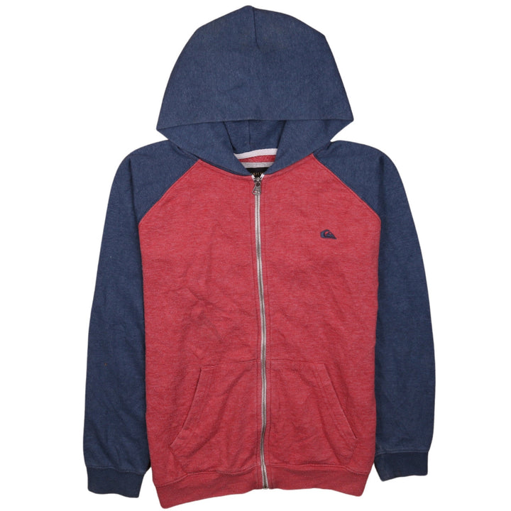 Quiksilver Mens Red Blue Full Zip Hoodie Size L Regular Fit