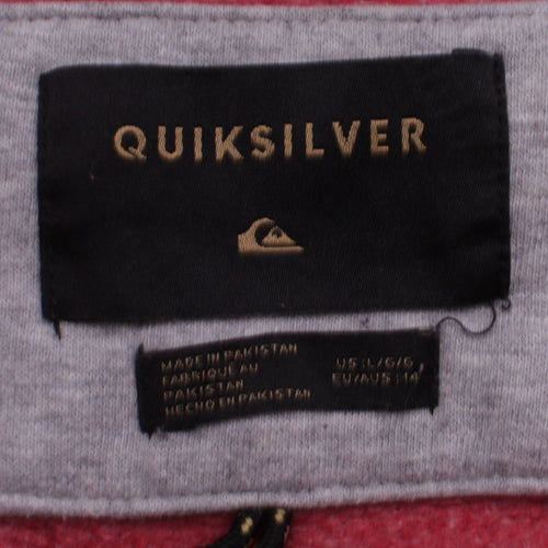 Quiksilver Mens Red Blue Full Zip Hoodie Size L Regular Fit