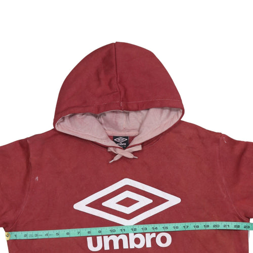 Umbro Men's Red Pullover Hoodie L Fleece Sportswear Sweatshirt