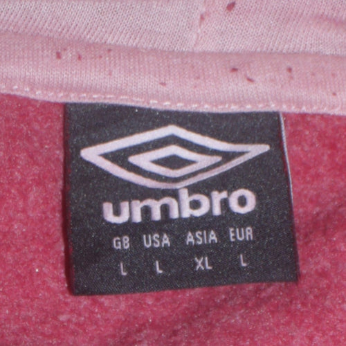 Umbro Men's Red Pullover Hoodie L Fleece Sportswear Sweatshirt