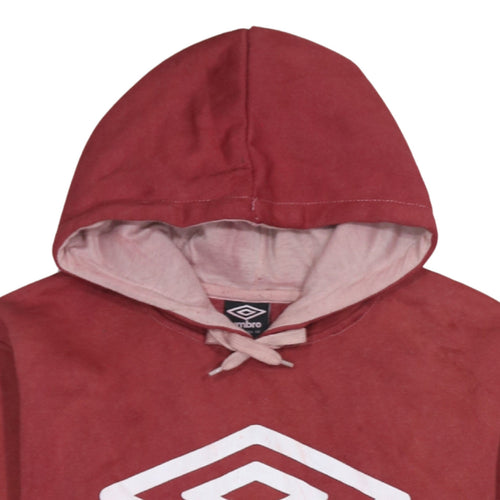 Umbro Men's Red Pullover Hoodie L Fleece Sportswear Sweatshirt