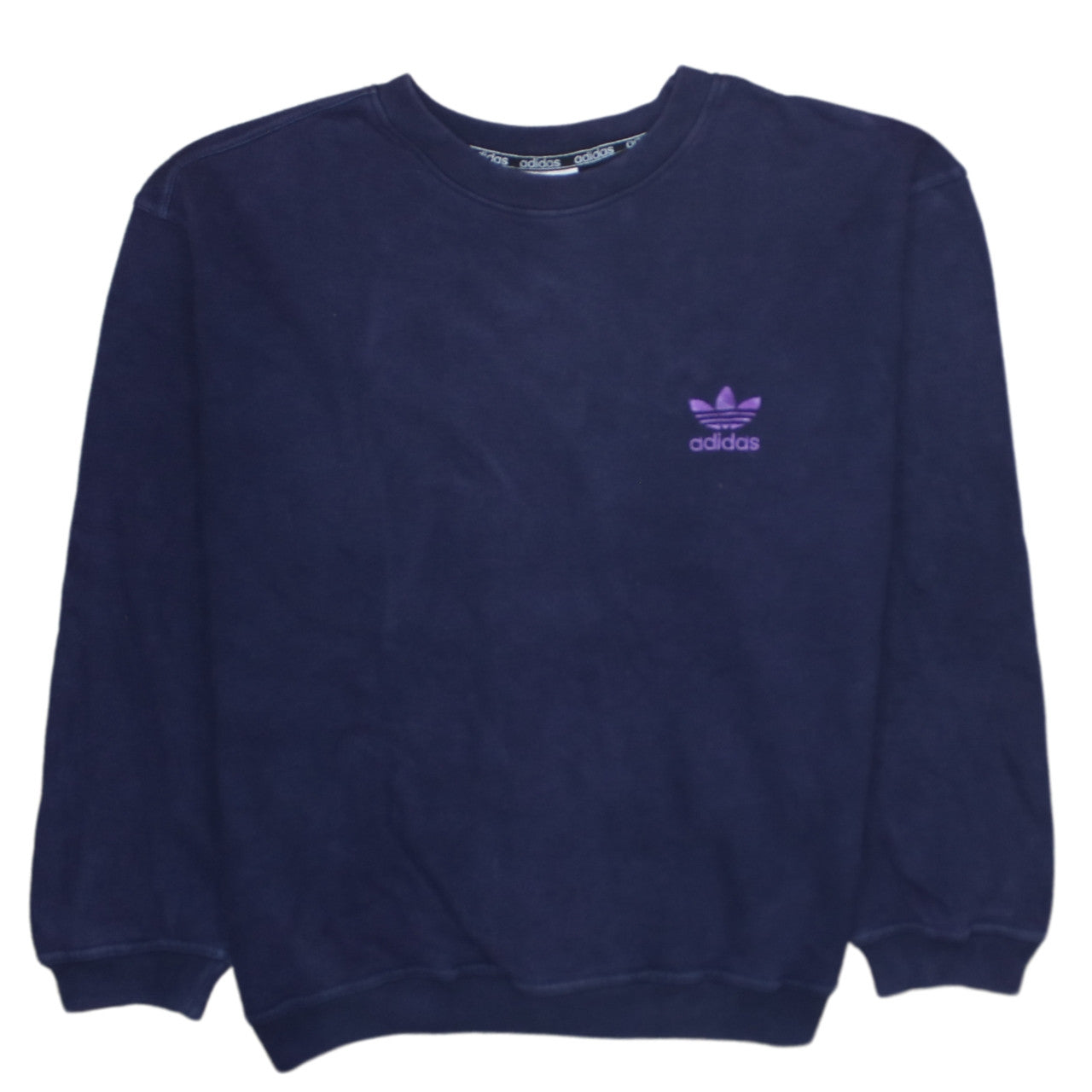 Adidas Men's Blue Crew Neck Embroidered Logo Sweatshirt L