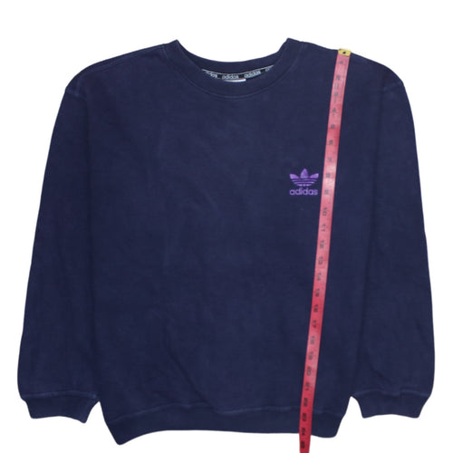 Adidas Men's Blue Crew Neck Embroidered Logo Sweatshirt L