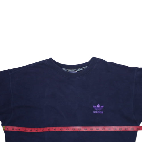 Adidas Men's Blue Crew Neck Embroidered Logo Sweatshirt L