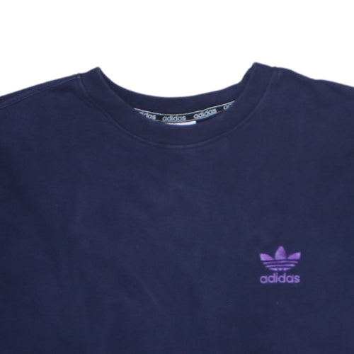 Adidas Men's Blue Crew Neck Embroidered Logo Sweatshirt L