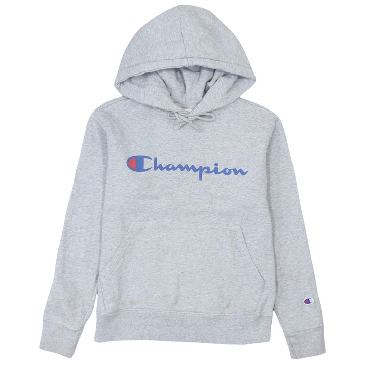 Champion Men's Grey Small Pullover Hoodie with Logo Print
