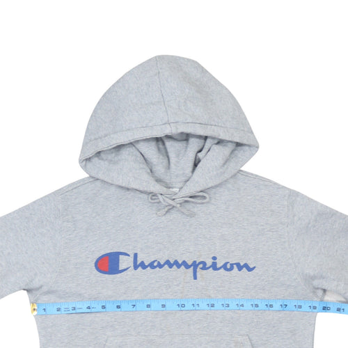 Champion Men's Grey Small Pullover Hoodie with Logo Print