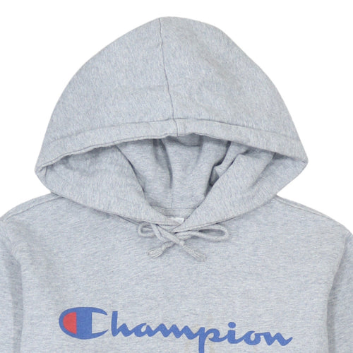 Champion Men's Grey Small Pullover Hoodie with Logo Print