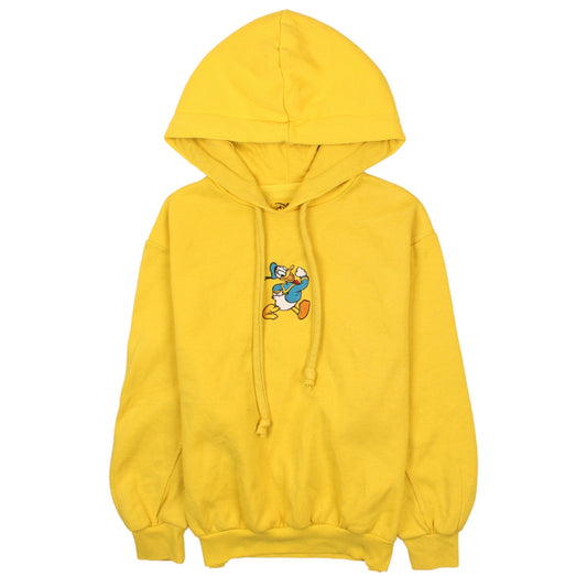 Front view of Disney Cropp Women's Yellow Donald Duck Pullover Hoodie XS