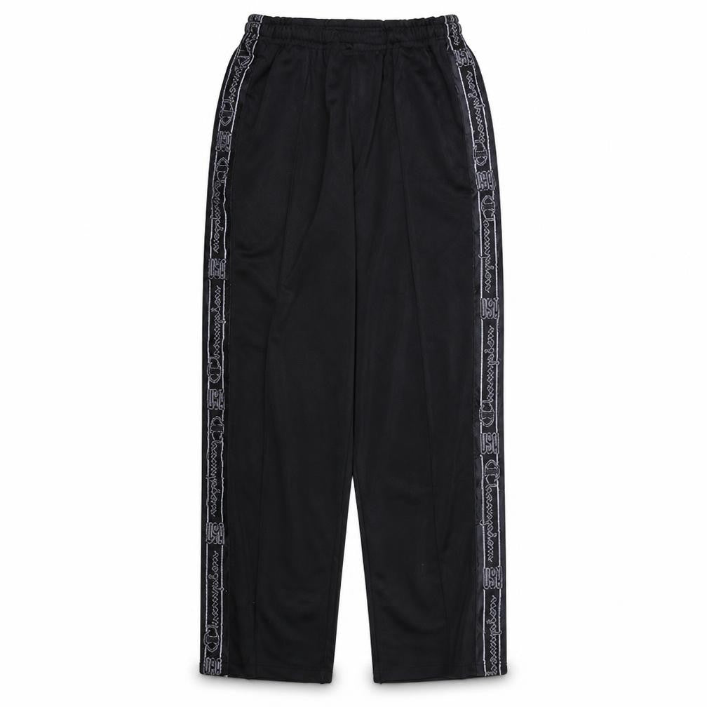 Front view of Champion boys’ black large 11-12 years track pants with side stripe