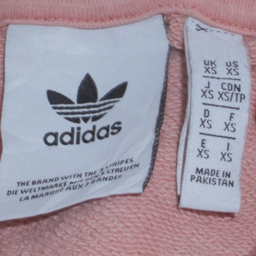 Adidas Womens Pink Hooded Pullover Sweatshirt XS Logo Print