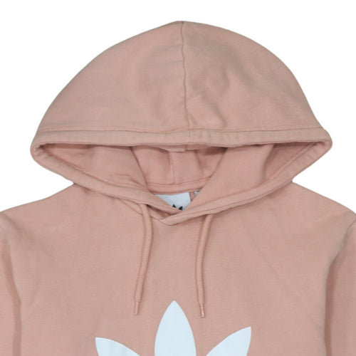 Adidas Womens Pink Hooded Pullover Sweatshirt XS Logo Print