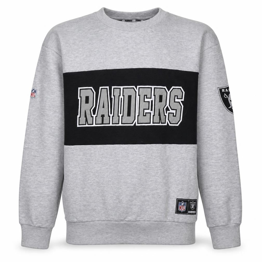 Front view of Primark NFL Raiders Grey Men's Pullover Sweatshirt S Regular Fit