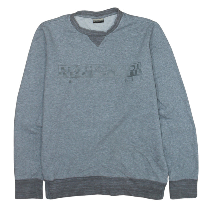Napapijri Men's Grey Crew Neck Pullover Sweatshirt Size M