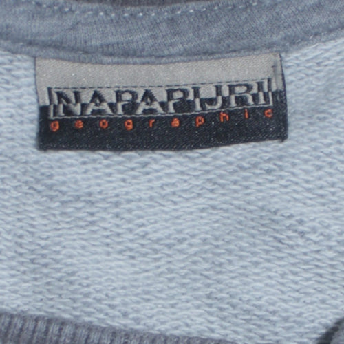 Napapijri Men's Grey Crew Neck Pullover Sweatshirt Size M
