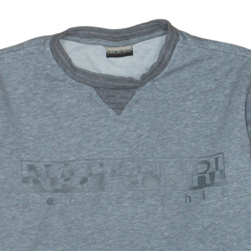 Napapijri Men's Grey Crew Neck Pullover Sweatshirt Size M