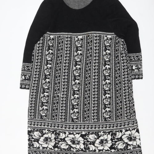 Bonmarché Women’s Black Knit Floral Shift Dress Size L