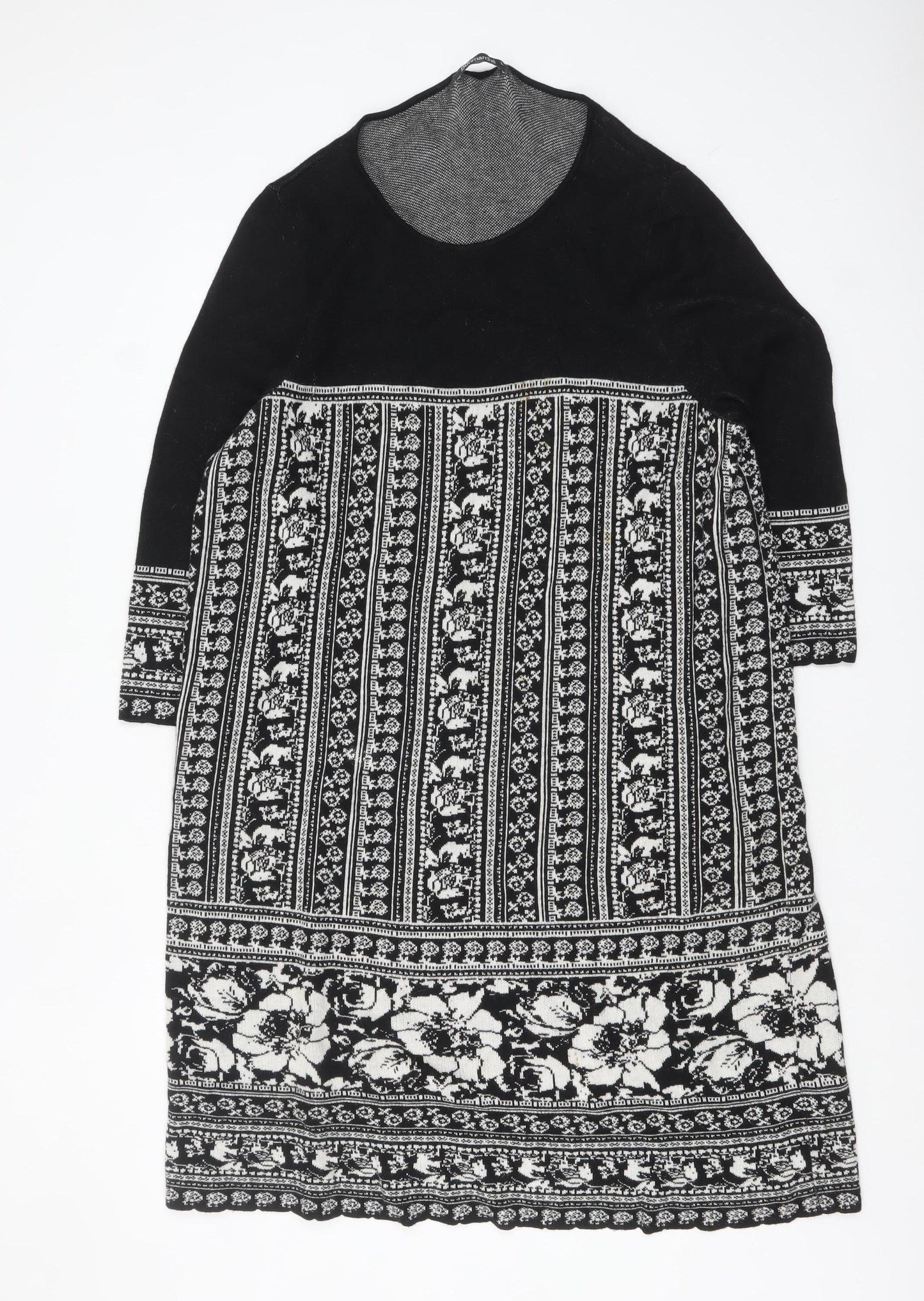 Bonmarché Women’s Black Knit Floral Shift Dress Size L