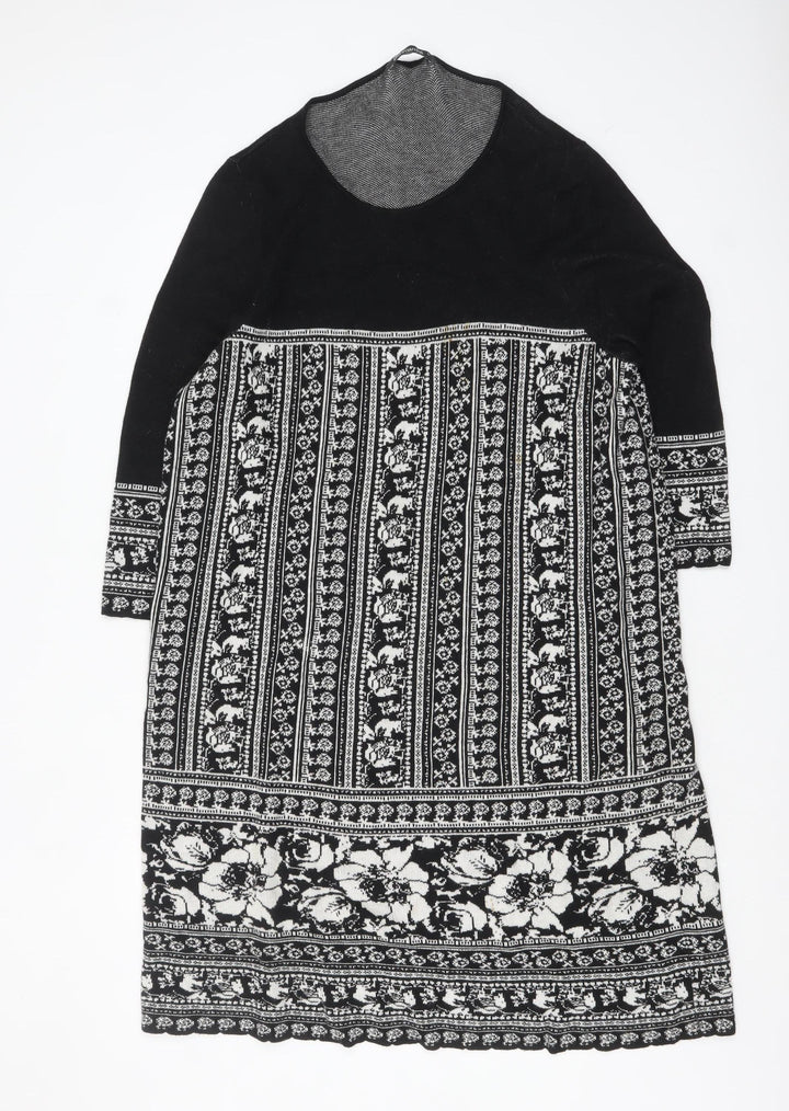 Bonmarché Women’s Black Knit Floral Shift Dress Size L