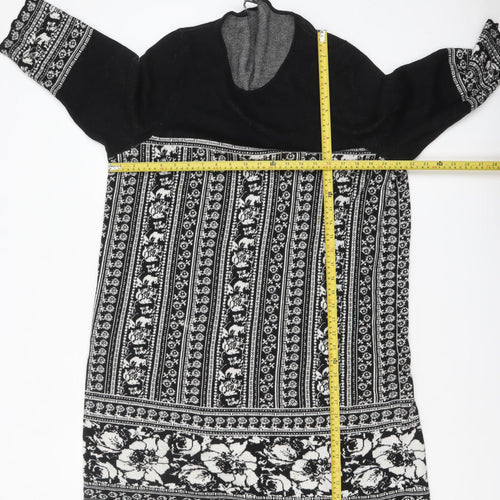 Bonmarché Women’s Black Knit Floral Shift Dress Size L
