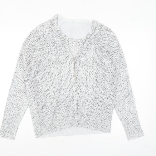 LEO & UGO Womens Grey Knit Cardigan Size 12 Long Sleeve