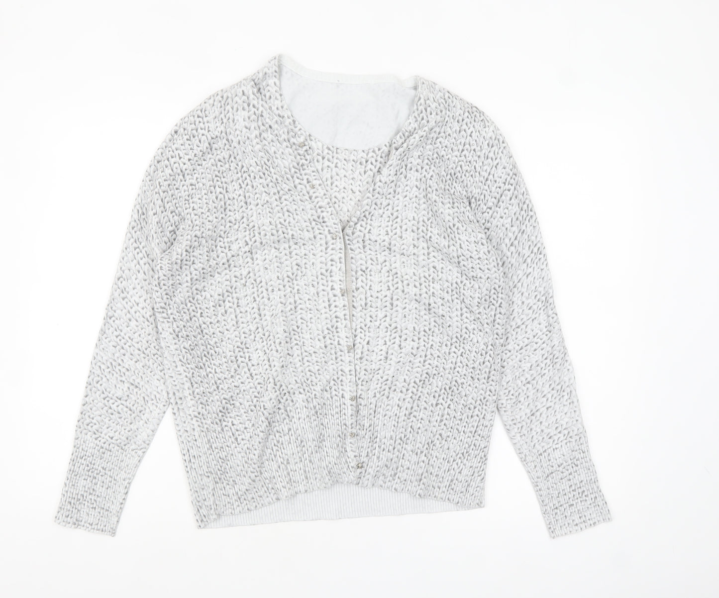 LEO & UGO Womens Grey Knit Cardigan Size 12 Long Sleeve