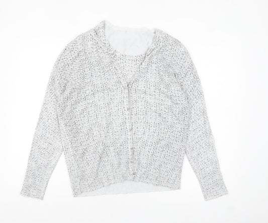 LEO & UGO Womens Grey Knit Cardigan Size 12 Long Sleeve