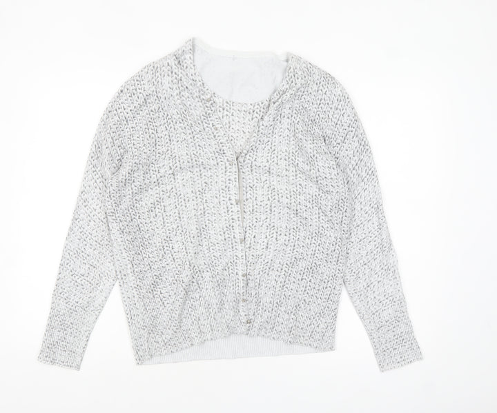 LEO & UGO Womens Grey Knit Cardigan Size 12 Long Sleeve
