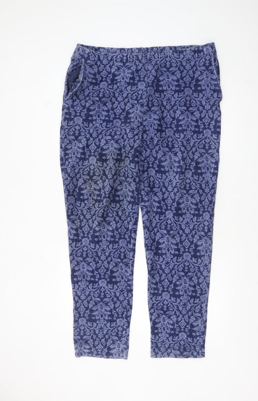 Lands' End Women's Blue Floral Jersey Jogger Trousers XL