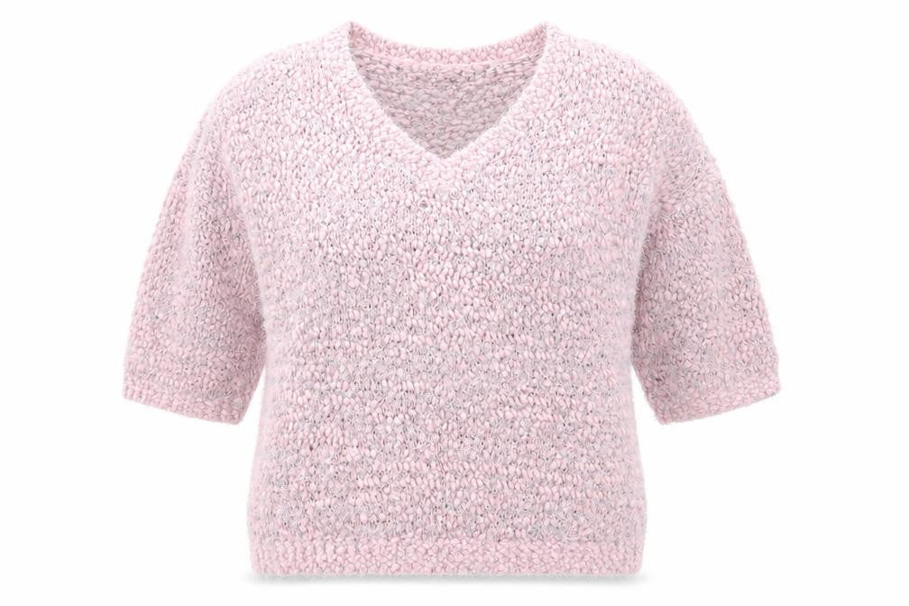 F&F Women’s Pink Chunky Knit V-Neck Pullover Jumper Size 14