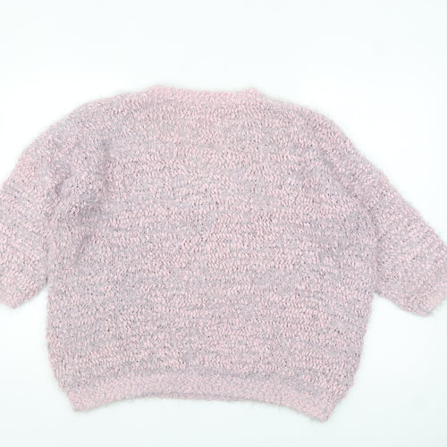 F&F Women’s Pink Chunky Knit V-Neck Pullover Jumper Size 14