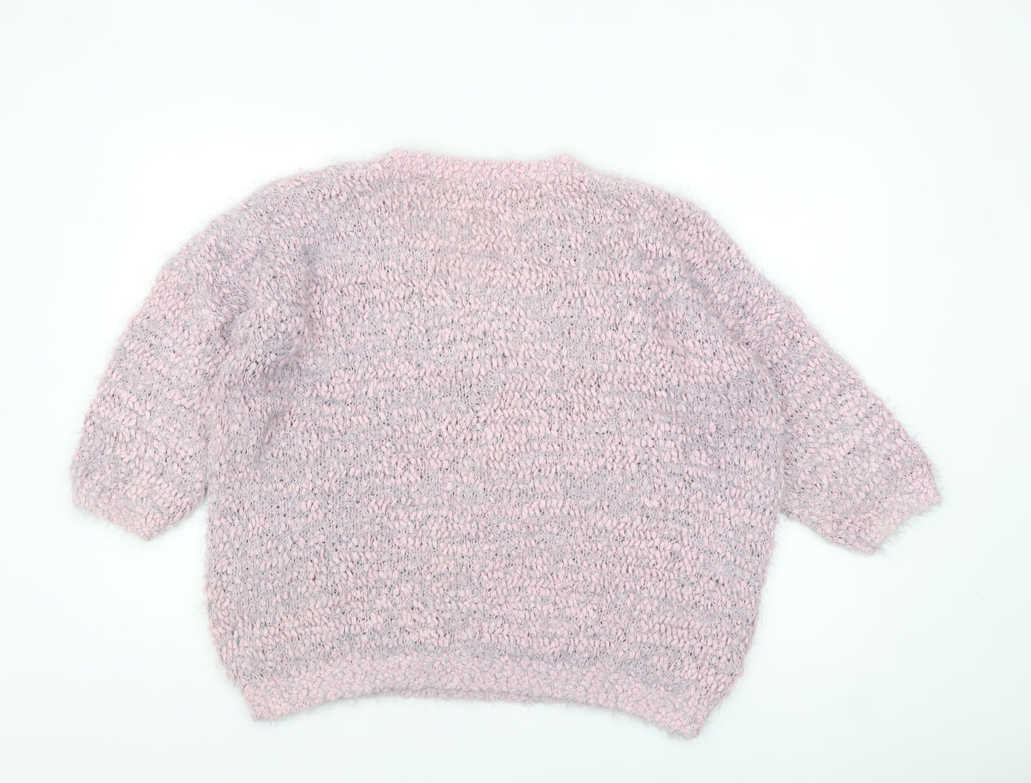 F&F Women’s Pink Chunky Knit V-Neck Pullover Jumper Size 14